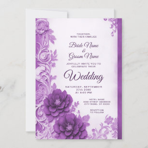 Violette Blumen Blühend Einladung zur Hochzeit