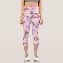 Violette Blumen, Blumenmuster, Muster von Blume Capri Leggings