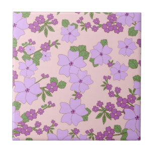 Violette Blumen, Blumenmuster, Muster von Blume Fliese