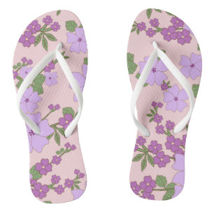Violette Blumen, Blumenmuster, Muster von Blume Flip Flops