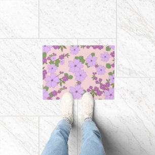 Violette Blumen, Blumenmuster, Muster von Blume Fußmatte