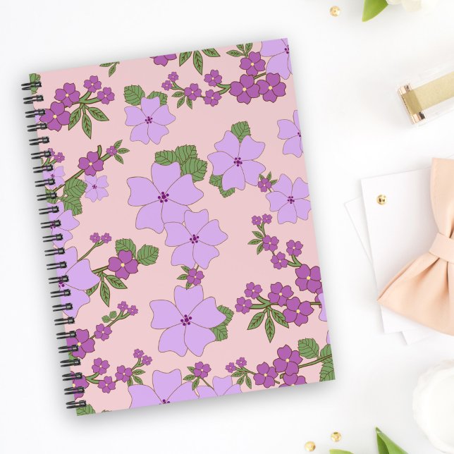 Violette Blumen, Blumenmuster, Muster von Blume Notizbuch (Von Creator hochgeladen)