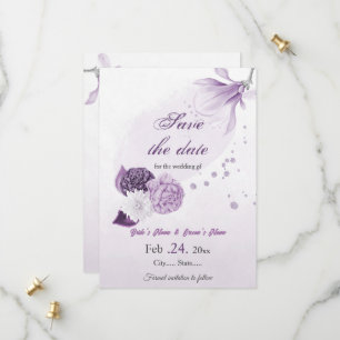 violette Blumen botanische Hochzeit Save The Date