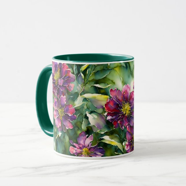 Violette Blumen Garten Blumenkohl Tasse Cup (Vorderseite Links)