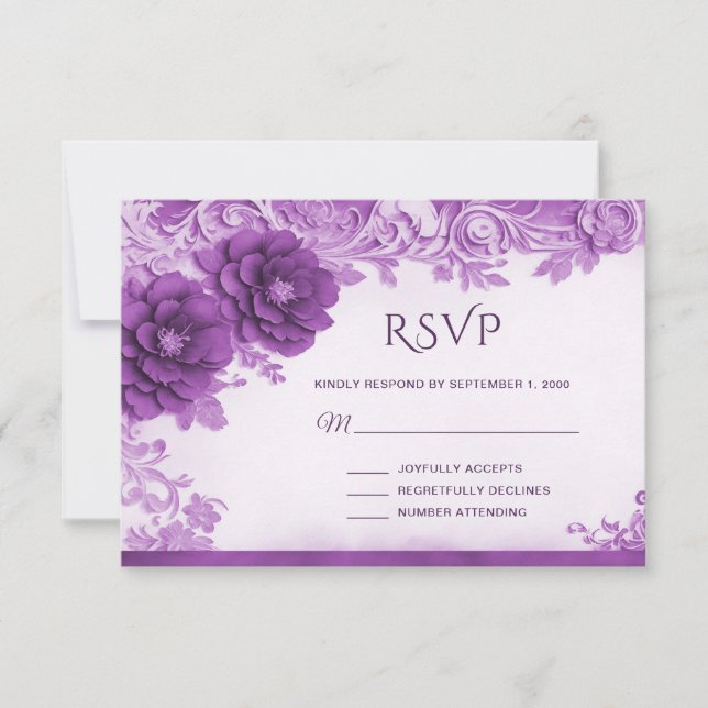 Violette Blumen Geblüht RSVP-Karte RSVP Karte (Vorderseite)