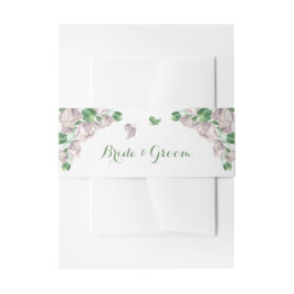 violette Blumen grüne Blätter Hochzeit Einladungsbanderole