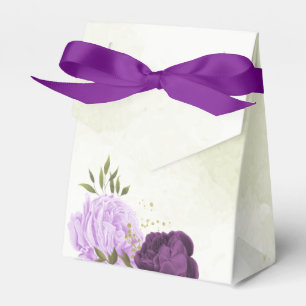 violette Blumen grüne Blätter Hochzeit Geschenkschachtel