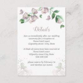 violette Blumen grüne Blätter Schmetterlinge Hochz Begleitkarte