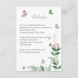 violette Blumen grüne Blätter Schmetterlinge Hochz Begleitkarte