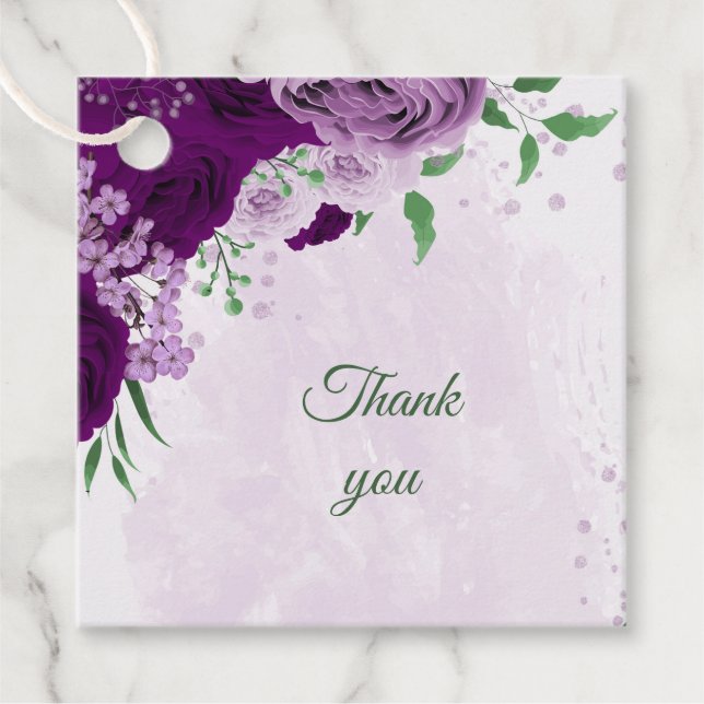 Violette Blumen Grüne Hochzeit Geschenkanhänger (Vorderseite)