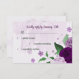 Violette Blumen Grüne Hochzeit RSVP Karte