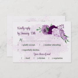 Violette Blumen Grüne Hochzeit RSVP Karte