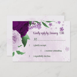 Violette Blumen Grüne Hochzeit RSVP Karte