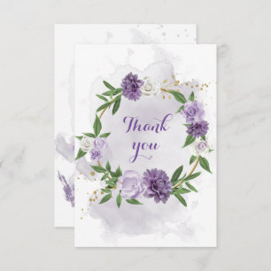 violette Blumen Grünkranz Dankeskarte
