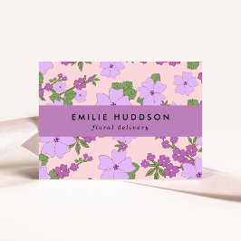 Violette Blumen, Grünpflanzen, Florist, Blume Shop Visitenkarte