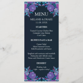 Violette Blumen Handgemalte Menükarte