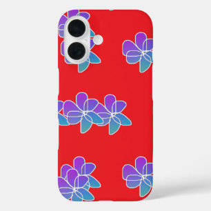 Violette Blumen in Rot iPhone 16 Hülle