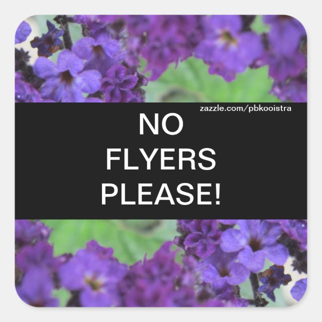 Violette Blumen Keine Flyer Bitte Aufkleber (Vorderseite)
