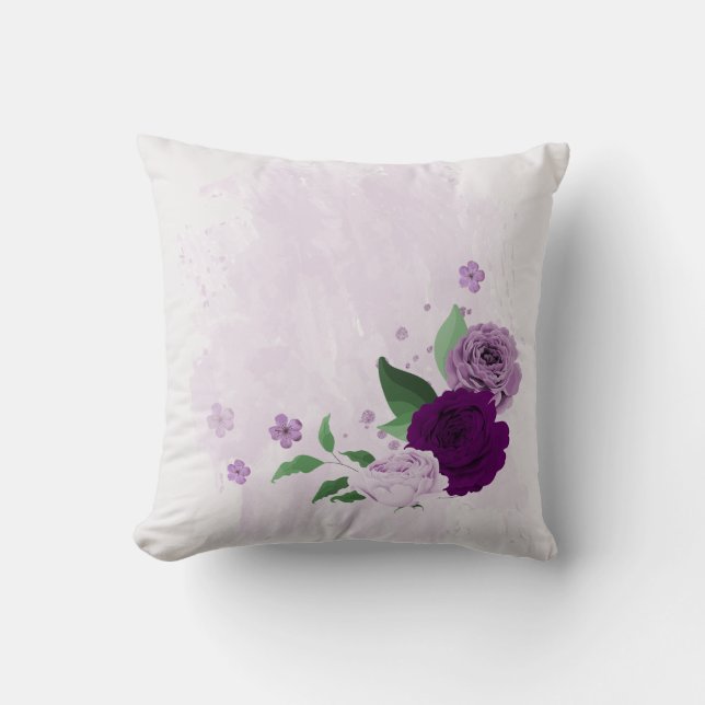 violette Blumen Kissen (Vorderseite)