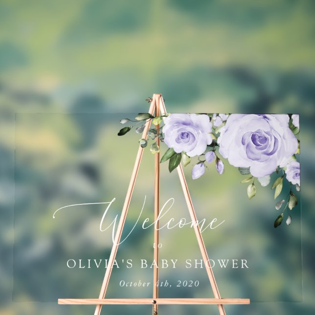 Violette Blumen, Lilac-Blume, Babydusche Empfang Acrylschild (Neutral)