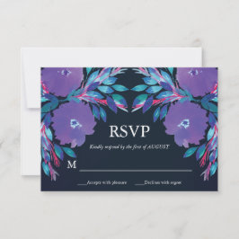Violette Blumen mit RSVP-Karte Einladung