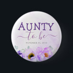 Violette Blumen Niedliche Babydusche Button<br><div class="desc">Tante zum Herabfallen von Baby-Duschknöpfen</div>