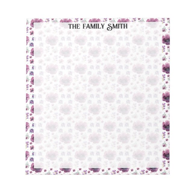 violette Blumen Notizblock (Vorderseite)