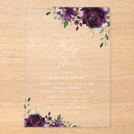 Violette Blumen, Pflaume, Blume, Boho, Babydusche Acryleinladungen