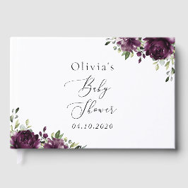 Violette Blumen, Pflaume, Blume, Boho, Babydusche Gästebuch