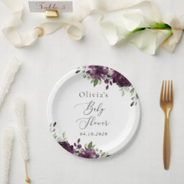 Violette Blumen, Pflaume, Blume, Boho, Babydusche Pappteller