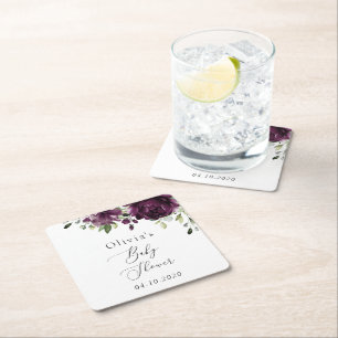 Violette Blumen, Pflaume, Blume, Boho, Babydusche Rechteckiger Pappuntersetzer