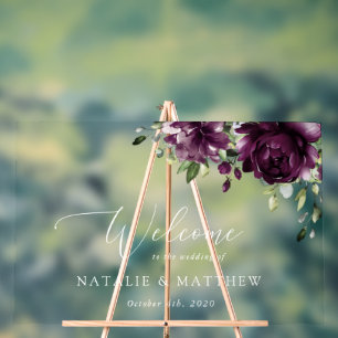 Violette Blumen, Pflaumenblumen, Blume, Begrüßung Acrylschild