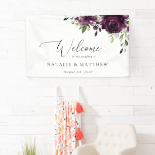 Violette Blumen, Pflaumenblumen, Blume, Begrüßung Banner