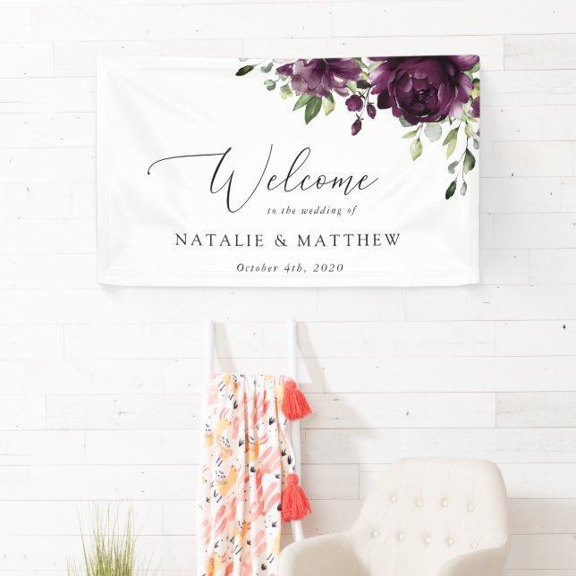 Violette Blumen, Pflaumenblumen, Blume, Begrüßung Banner (Insitu)