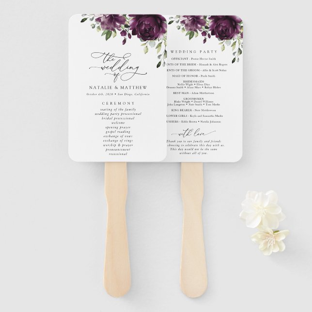 Violette Blumen, Pflaumenblumen, Blume, Hochzeitsp Fächer (Vorne und Hinten)