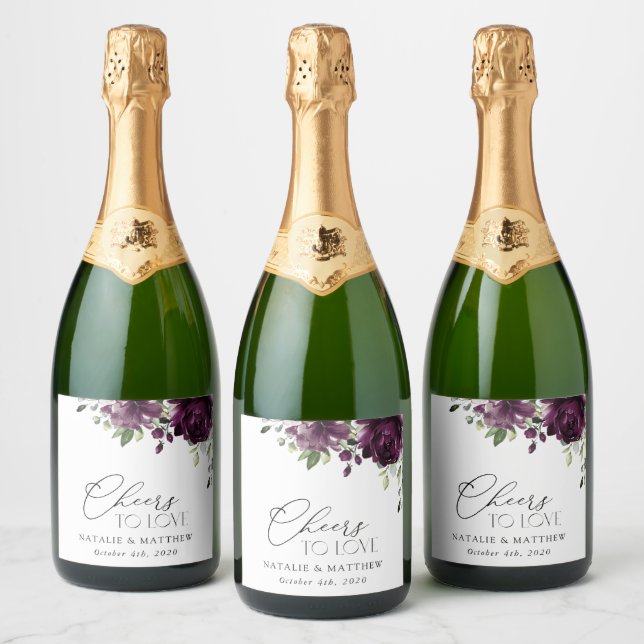 Violette Blumen, Pflaumenblumen, Boho, Blumenzehen (Flaschen)