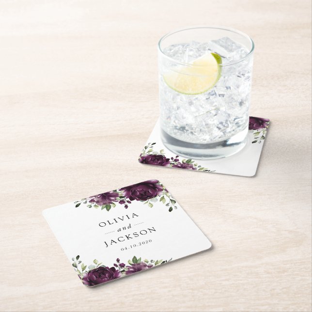 Violette Blumen, Pflaumenblumen, Boho, Blumenzehen Rechteckiger Pappuntersetzer (Vor Ort)