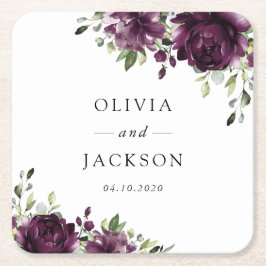 Violette Blumen, Pflaumenblumen, Boho, Blumenzehen Rechteckiger Pappuntersetzer