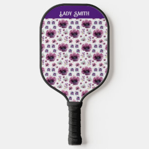 violette Blumen Pickleball Schläger