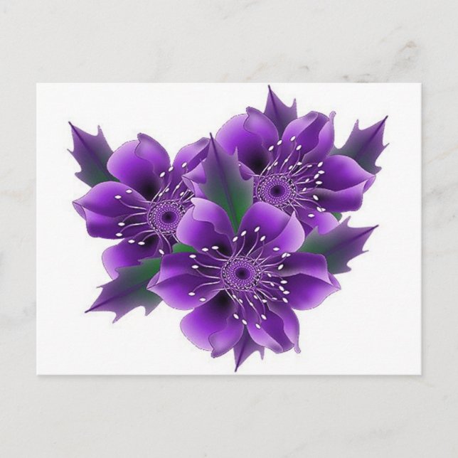 violette Blumen Postkarte (Vorderseite)