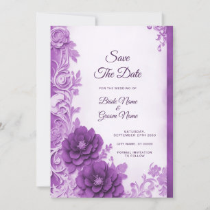 Violette Blumen Save the Date Geblüht