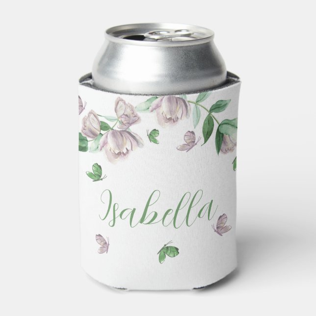 violette Blumen, Schmetterlinge Dosenkühler (Kanne Vorderseite)