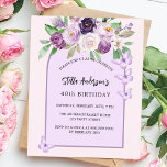 Violette Blumen Schmetterlinge frühes Budget Gebur<br><div class="desc">Rosa Hintergrund und Bogen. Die Einrichtung ist mit violetten und lila Blume und Schmetterlingen in Aquarellen geschmückt. Personalisieren Sie Ihren Namen und Ihre Party-Daten und fügen Sie diese hinzu. 1 Blatt = 1 Einladung mit Druckkante bis Kante.</div>