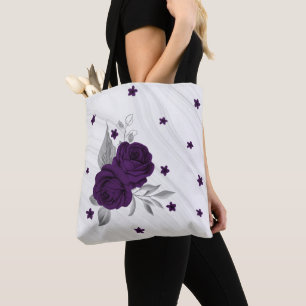 violette Blumen silberne Blätter Marmortüte