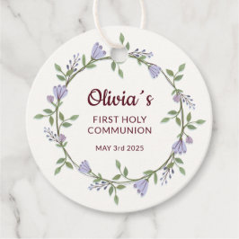 Violette Blumen Wreath Erste Kommune Geschenkanhänger