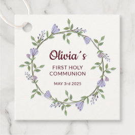 Violette Blumen Wreath Erste Kommune Geschenkanhänger