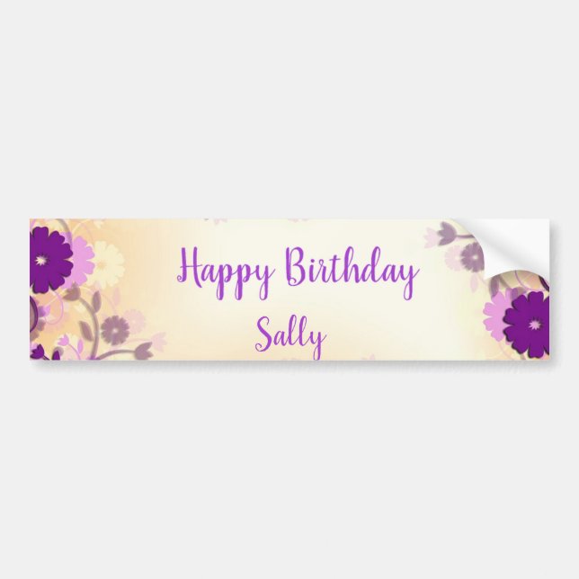 Violette Blumen zum Geburtstag Autoaufkleber (Vorne)