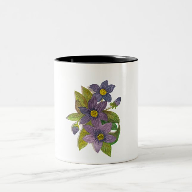 violette Blumen Zweifarbige Tasse (Mittel)