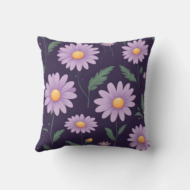 violette Blumenmuster Kissen (Rückseite)