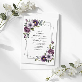Violette Blumenrahmen-Hochzeitseinladung Einladung